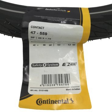 Велопокрышка Continental CONTACT, 26 x 1.75, 47-559, Reflex, SafetySystemBreaker, E25, Silver label, черный, 101452