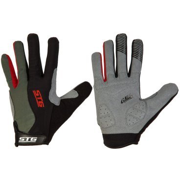 Перчатки велосипедные STG 806, длинный палец, защитная прокладка, чёрный/серый, Х87906-Л