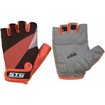 Перчатки велосипедные STG 912, короткий палец, защитная прокладка, чёрный/красный, Х87912-Л