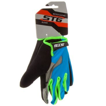 Перчатки велосипедные STG AL-05-1871, длинный палец, синий/серый/черный/зеленый, Х98254-Л