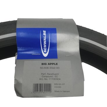 Велопокрышка Schwalbe Big Apple 20x2.00 (50-406), защита от проколов, черный, 11100304