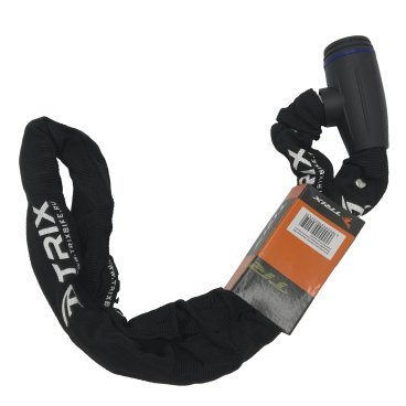 Велосипедный замок TRIX, цепь, на ключ, тканевая-оболочка, 6×1200 мм, черный, GK105.308