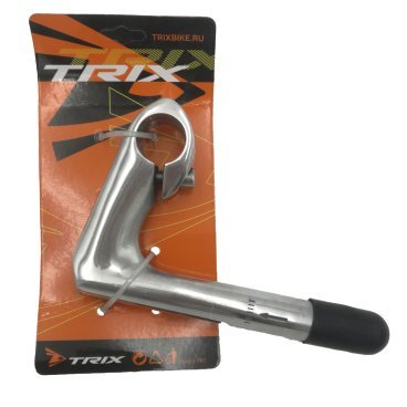 Вынос велосипедный TRIX, для резьбовой вилки 1", L:100 мм, угол-17°, серебристый, JB-8632F