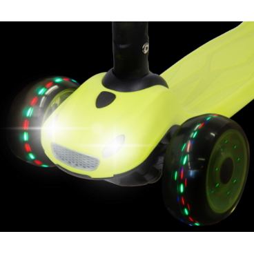 Самокат-кикборд Novatrack Rainbow Car Boy Pro, 120/80 мм, лимонный, 120CBP.RAINBOW.LM20, 2020