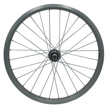 Колесо велосипедное 20" заднее, обод одинарный алюминий, б/пист. втулка стальная, на гайках, серебро
