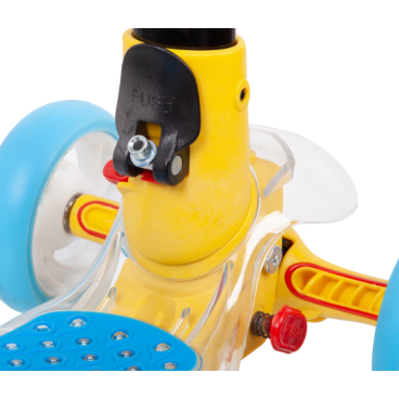 Самокат для детей Novatrack RainBow, 120/80 мм, складной, голубой/желтый, 120PROT.RAINBOW.BL20