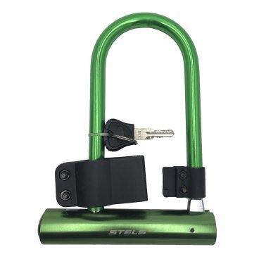 Велозамок TechTeam 82305+HL019, на ключ, скоба, зеленый, 540089, LU094960