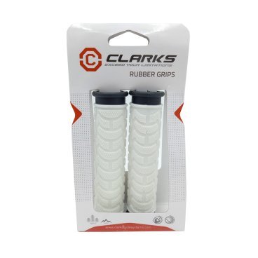 Ручки CLARK`S на руль  торцевая защита+защита от проскальзывания.+1фиксатор, белые, 3-403