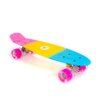 Скейтборд мини TRIX, 22" (56 см), пластик, голубой/желтый/розовый, SKTX002PNBYP