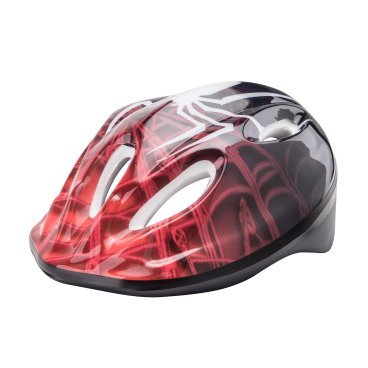 Шлем велосипедный Stels MV5-2, детский, out-mold, красно-чёрный паук