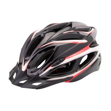 Шлем велосипедный Stels FSD-HL022, in-mold, чёрный с красными полосами, 600130