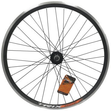 Колесо велосипедное TRIX, 26", переднее, двойной обод, втулка под дисковый тормоз, гайка, D-17 (26) black, 11472