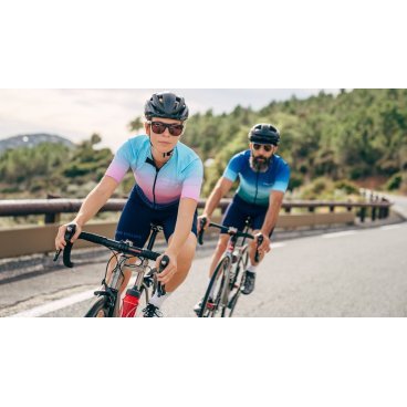 Велоджерси Café Du Cycliste Fleurette shaded, женская, короткий рукав, голубо-фиолетовый ,3700955340233