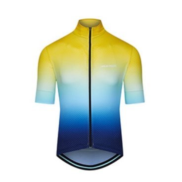 Велоджерси Café Du Cycliste Fleurette shaded, короткий рукав, жёлто-синий