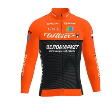 Велофутболка Biemme Team Velomarket, длинный рукав, оранжевый, 2021,