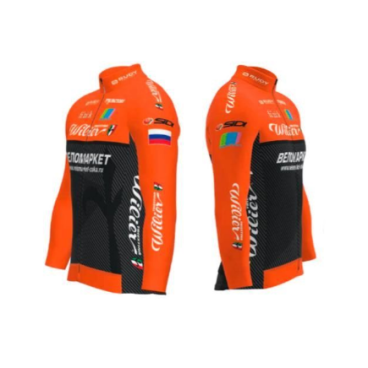 Велофутболка Biemme Team Velomarket, длинный рукав, оранжевый, 2021, AB14B0172M