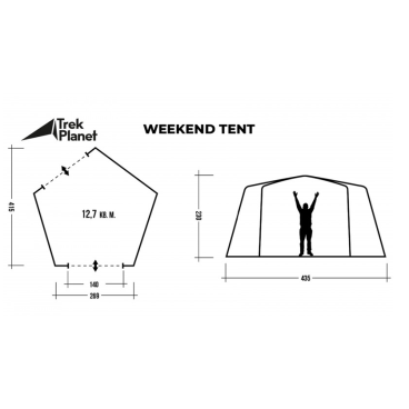 Тент Trek Planet Weekend Tent, серый/темно серый, 70219