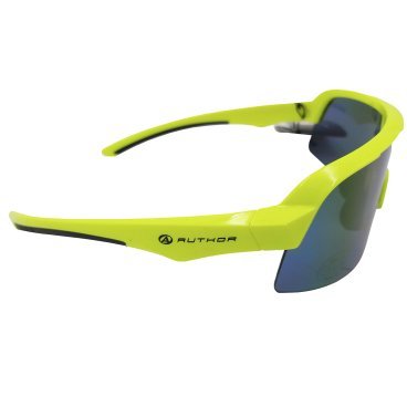 Очки велосипедные AUTHOR Shadow, поликарбонатные, эффект Revo с UV, неоново-желтая оправа, 8-9201303