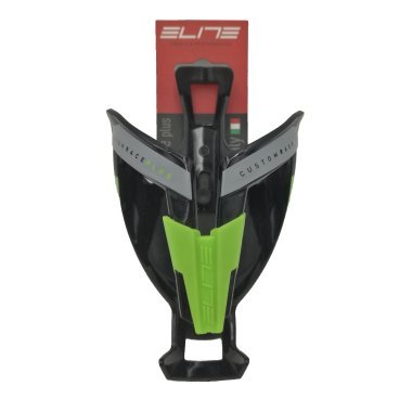 Флягодержатель велосипедный Elite Custom Race Plus, fiberglass, черный, зеленый рисунок, EL0140607