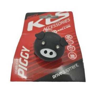 Фонарик задний KELLYS PIGGY чёрный: 2 красных LED, 2 режима, батарейки 2хCR2032 в комплекте, 74171