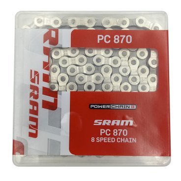 Цепь велосипедная SRAM PC-870, 114 звеньев, 6/7/8 скоростей, серебристый