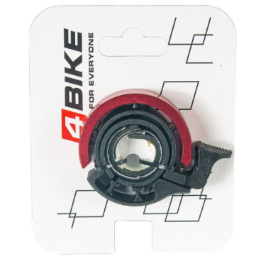 Велозвонок 4BIKE BB3213L-Red, ''Кольцо'', алюминий, плаcтик, D-46 мм, красный, ARV100014