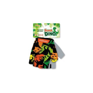 Перчатки велосипедные TRIX nw Super Dino, детские, короткие пальцы, антискользящие, зеленый/оранжевый