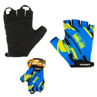 Велоперчатки TRIX мужские, короткие пальцы, желто-синие, GL-TX-018212-M-YEBL