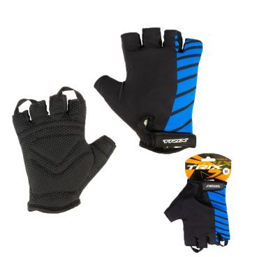 Велоперчатки TRIX мужские, короткие пальцы, сине-черные, GL-TX-018208B-L-BLBK