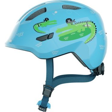Шлем ABUS Smiley 3.0, детский, с регулируемой застежкой, сетка от насекомых, голубой с крокодилами, 05-0067264