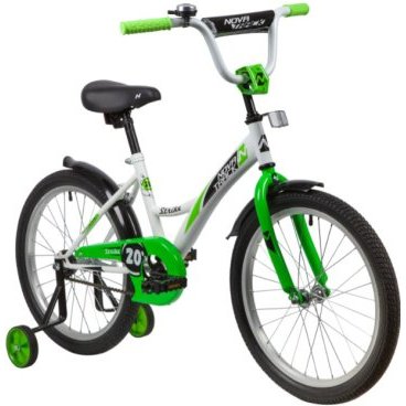 Подростковый велосипед NOVATRACK STRIKE 20, белый-зеленый, 2020