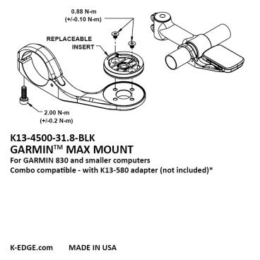 Крепление K-EDGE Garmin Max Mount 31,8mm Black Anodize, K13-4500-31.8-BLK