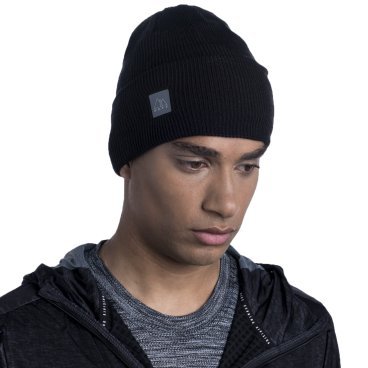 Шапка Buff Crossknit Hat Solid, спортивный, черный, 2022-23, 132891.999.10.00