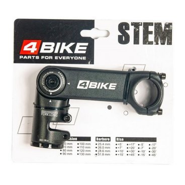 Вынос велосипедный 4BIKE TDS-D616, алюминиевый, L:105, R:0-60°, D:31.8 мм, индивидуальная упаковка, чёрный, ARV000004
