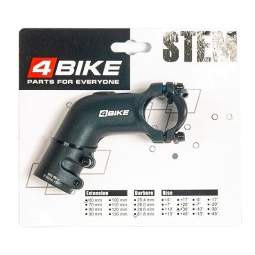 Велосипедный вынос руля 4BIKE, алюминиевый, TDS-D617, L:60, R:+30°, D:31.8мм,  чёрный, ARV000005