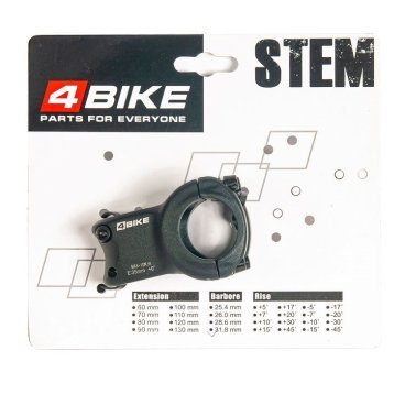 Велосипедный вынос руля 4BIKE, алюминиевый, TDS-D623, L:35, R:0°, D:31.8мм, индивидуальная упаковка, чёрный, ARV000001