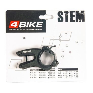 Велосипедный вынос руля 4BIKE, алюминиевый, TDS-RD605, L:40, R:-12°, D:31.8мм, чёрный, ARV000006