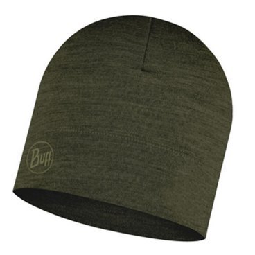 Шапка Buff Merino Lightweight Hat Solid Bark, зеленый, 2022-23, 113013.843.10.00
