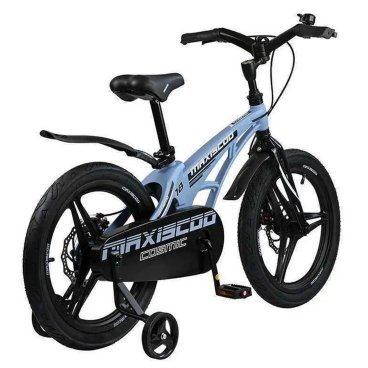 Детский двухколесный велосипед Maxiscoo "Cosmic", Делюкс, с приставными колесами, 18", 2023, MSC-C1822D