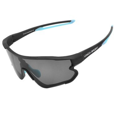 Очки велосипедные Vinca Sport, матово-черная с голубым оправа, серые линзы, VG 548 black/blue