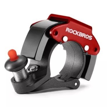 Звонок велосипедный ROCKBROS, D22.2 мм, черный с красным, RB_34210009001