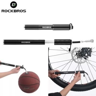Насос велосипедный ROCKBROS, ручной, со шлангом, 160 PSI, черный, RB_HQ-52BK