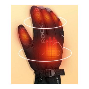 Перчатки ROCKBROS Flame с электро подогревом, черные. Длинные пальцы. RB_16410001003