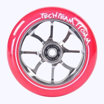 Колесо самоката Tech Team форма PO 110x24 мм, алюминий, тип PU: HR, подшипники ABEC 9, NN004221, 364041