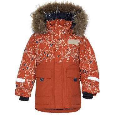 Куртка детская DIDRIKSONS POLARBJORNEN PR KID'S PARKA 506, снегири на оранжевом, 504361