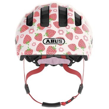 Велошлем ABUS Smiley 3.0 LED, детский с фонариком, с клубникой, розовый, 05-0067707