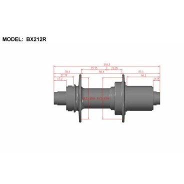 Втулка Bitex BOOST для MTB с барабаном SRAM XD, задняя, под сквозную ось 12 мм, ширина 148 мм, BX212R32H-12-148STBK_SRXD