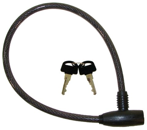 фото Велосипедный замок m-wave тросовый, на ключ, 12 х 600 мм, прозрачный, 5-230140