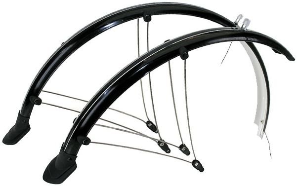 Крылья для велосипедов Крылья металлопластик M-Wave 28х45мм с усами, черные 5-386105