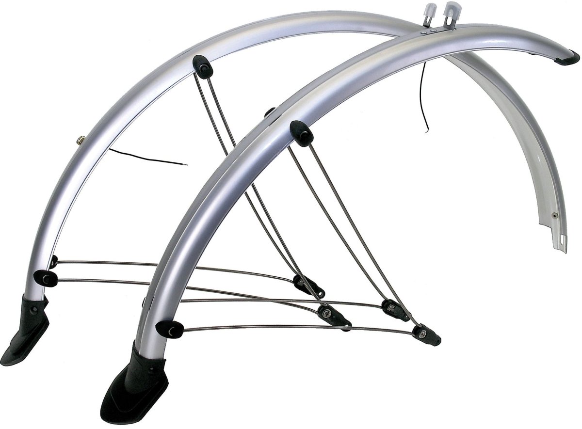 Крылья для велосипедов  ВашВелосипед Крылья велосипедные M-Wave, металлопластик, 28х48 мм, с усами, серебристые, 5-386106